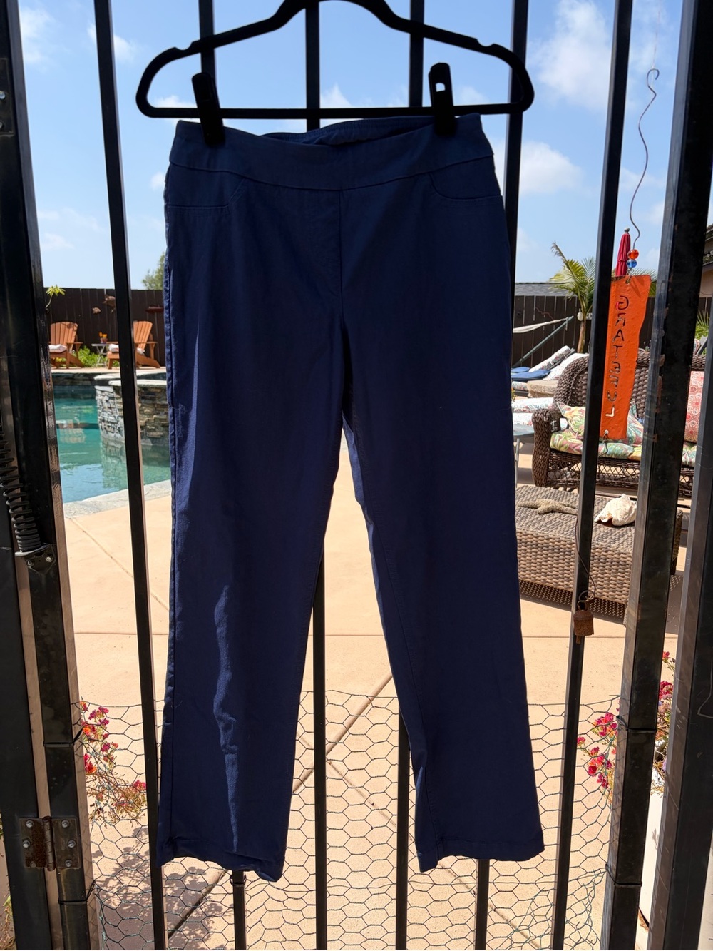 Slim sation Navy Pull-On Wide Leg Pants